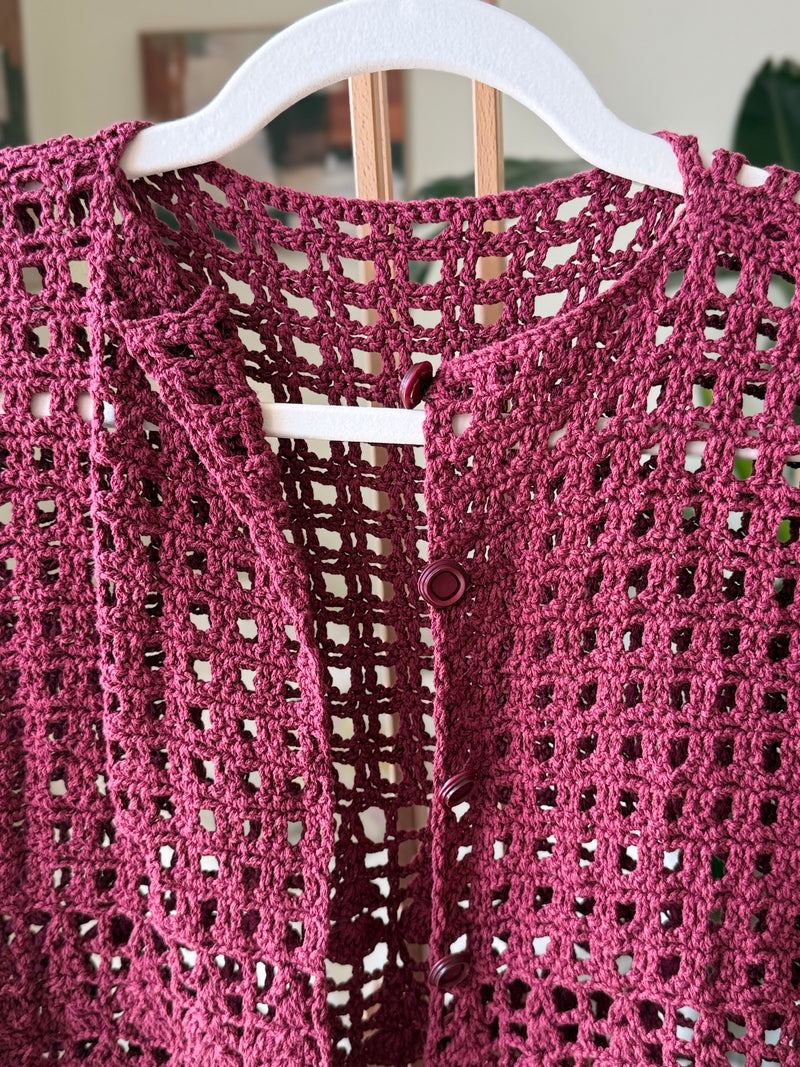 EXPLICIT Maroon Button-up Crochet Top — Women 2