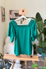 EXPLICIT Green Lace Trim Top — Women thumbnail 1