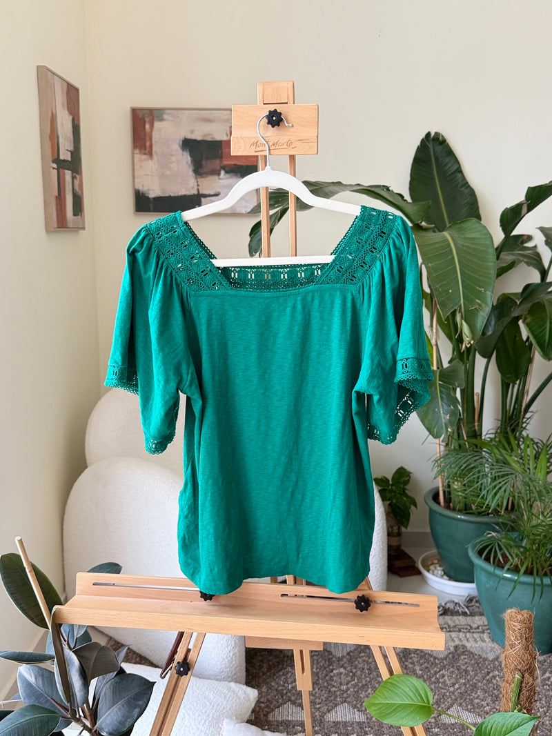 EXPLICIT Green Lace Trim Top — Women