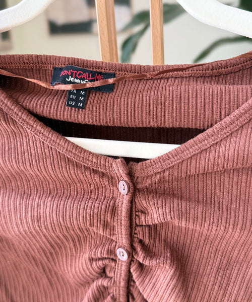 Vintage Mauve Ribbed Knit Buttoned — Women – The Revival Line, EXPLICIT streetwear UAE (2/2)
