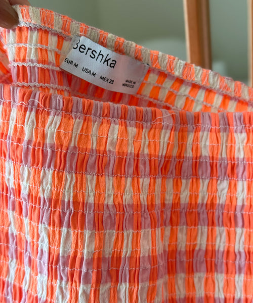 Vintage Orange Gingham Smocked Bershka — Women – The Revival Line, EXPLICIT streetwear UAE (2/2)