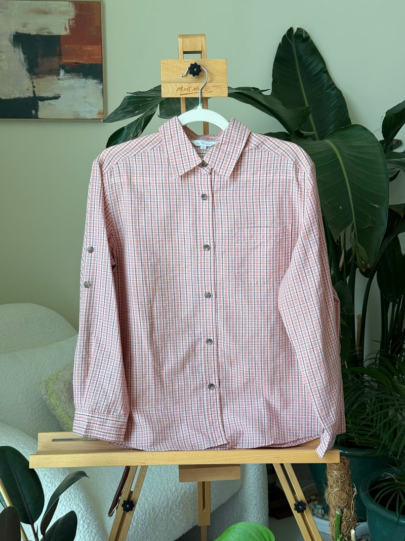 EXPLICIT Checkered Coral Plaid Button-up Shirt — Women