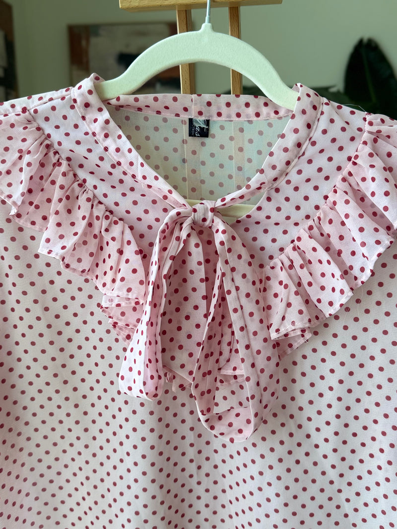 EXPLICIT Pink Polkadot Ruffle Collar Blouse — Women 2