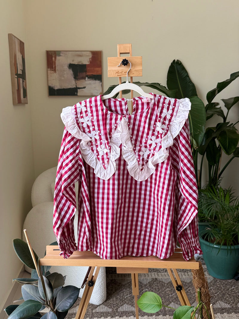 EXPLICIT Vintage Red White Checkered Top — Women