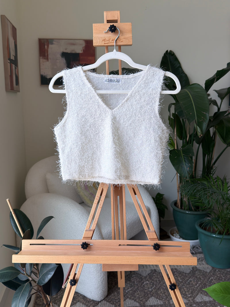 EXPLICIT White Fuzzy Tank Top — Women