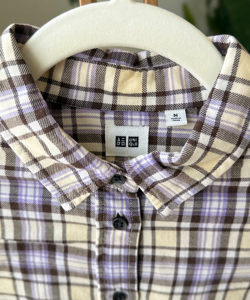 Vintage Yellow Navy Plaid Buttoned Uniqlo — Women – The Revival Line, EXPLICIT streetwear UAE (2/2)