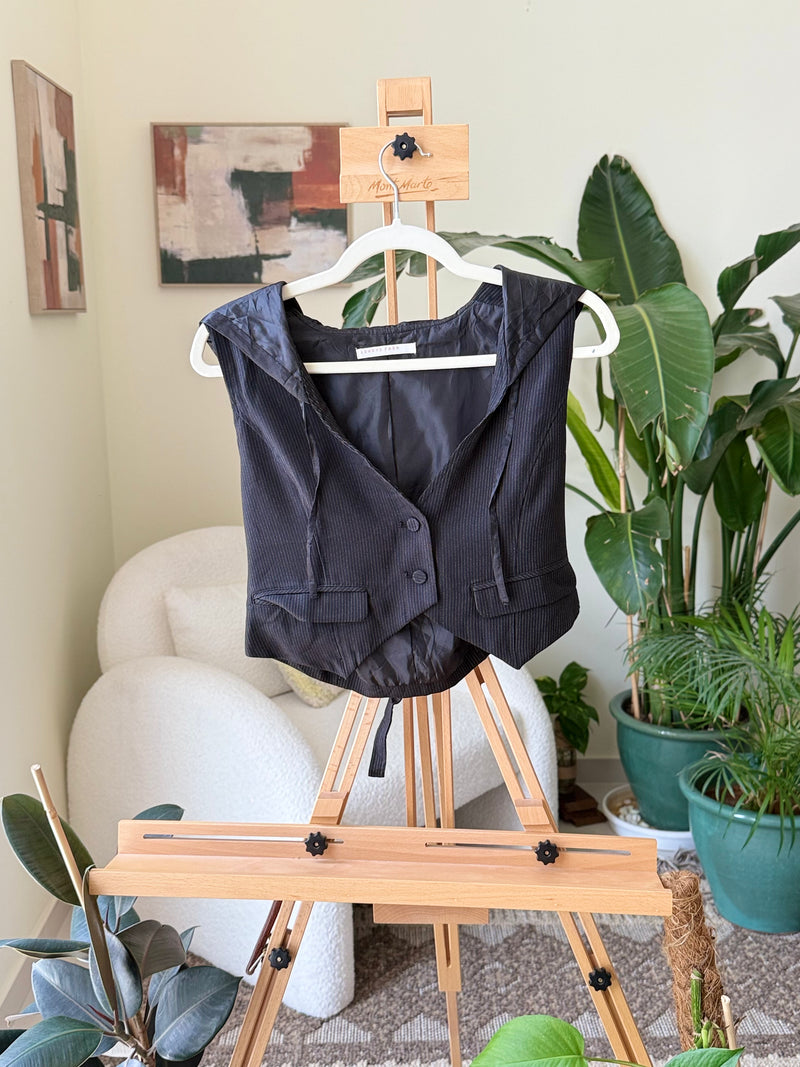 EXPLICIT Hooded Black Buttoned Vest — Women