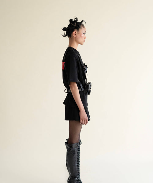 Undo detachable harness tee in 100% cotton, back view – unisex EXPLICIT streetwear UAE, Dubai & Abu Dhabi
